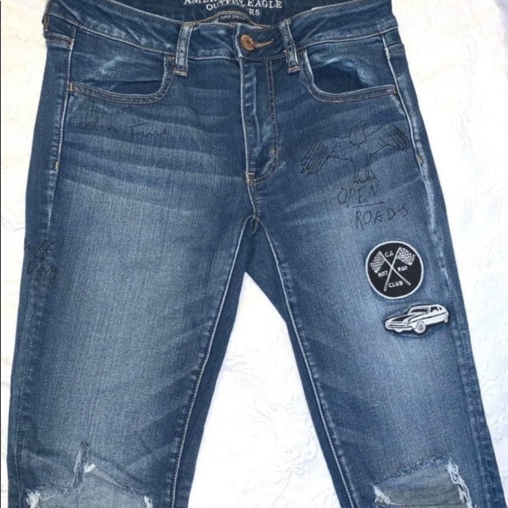 American Eagle RARE patchwork denim jeggins